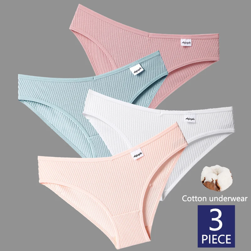 S-2XL Cotton Panties Female Underpants Sexy Panties for Women Briefs Underwear Plus Size Pantys Lingerie 3PCS/Set  8 Solid Color