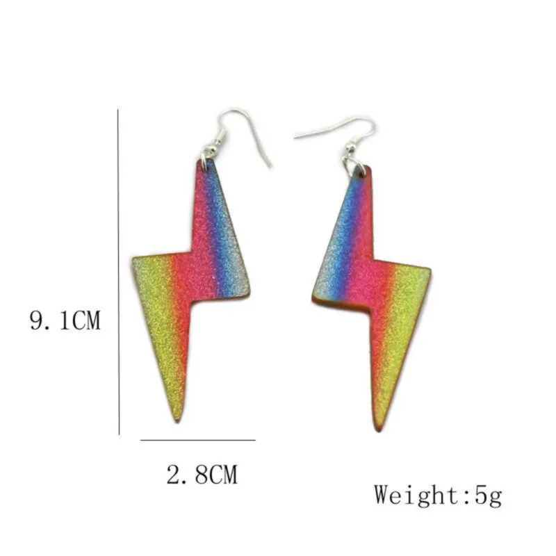 New Fashion Iridescent Glitter Lightning Acrylic Drop Dangle Earrings Pendant Cute Colorful Long Earrings Jewelry Accessories