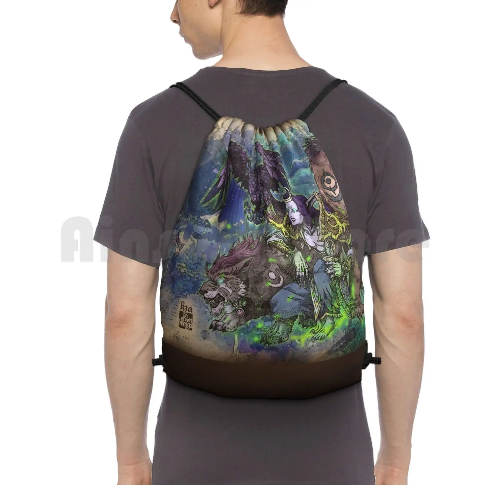 

Tyr Backpack Drawstring Bag Riding Climbing Gym Bag Steampunk Shaman Anthro Anthropomorphic Character Cartoon Anime Vintage