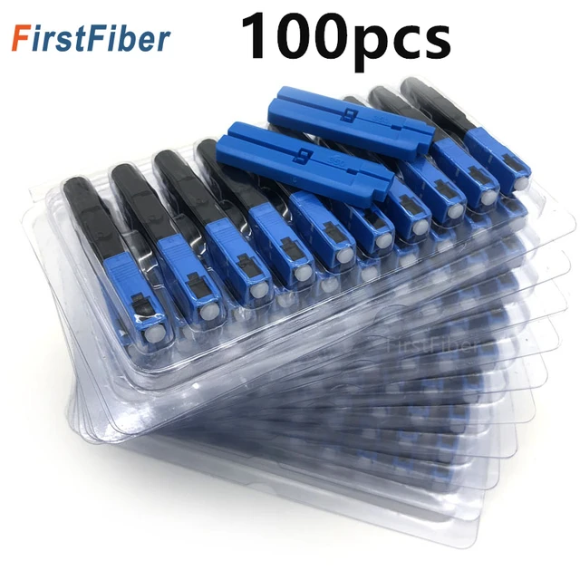 SC UPC Fiber Optic Fast Connector 100 SC Fast Connector Blue Fibra FTTH  Single Mode Quick Connector Adapter Field Assembly - AliExpress