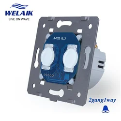 Welaik eu 220vシングルワイヤードアベルリセット壁タッチスイッチのdiyパーツ2ギャング1way A921ML