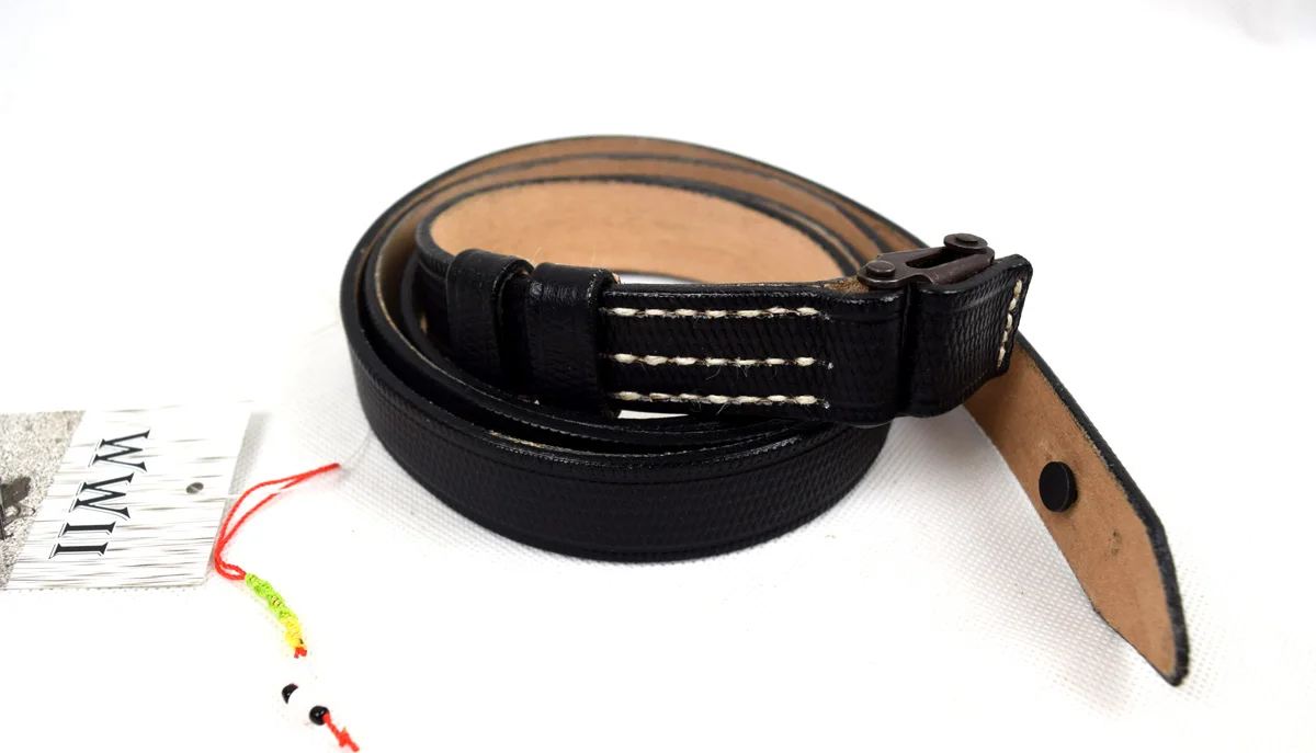 Miliatary War Reenactment Replica  MP38 MP40 SMG Leather Rifle Sling Black 　