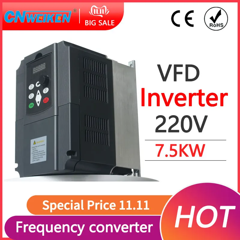 

7.5KW Single Phase input 220V and 3 Phase 220V/380V Output Frequency Converter /Adjustable Speed Drive/ Frequency Inverter / VFD