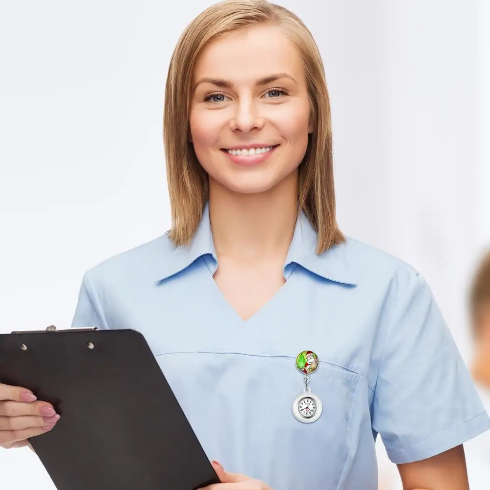 LANCARDO 2020 lovely Cute cartoon babbo natale infermiera orologi da tasca Doctor Clock regali orologio medico uomo donna nuovo arrivo 2021