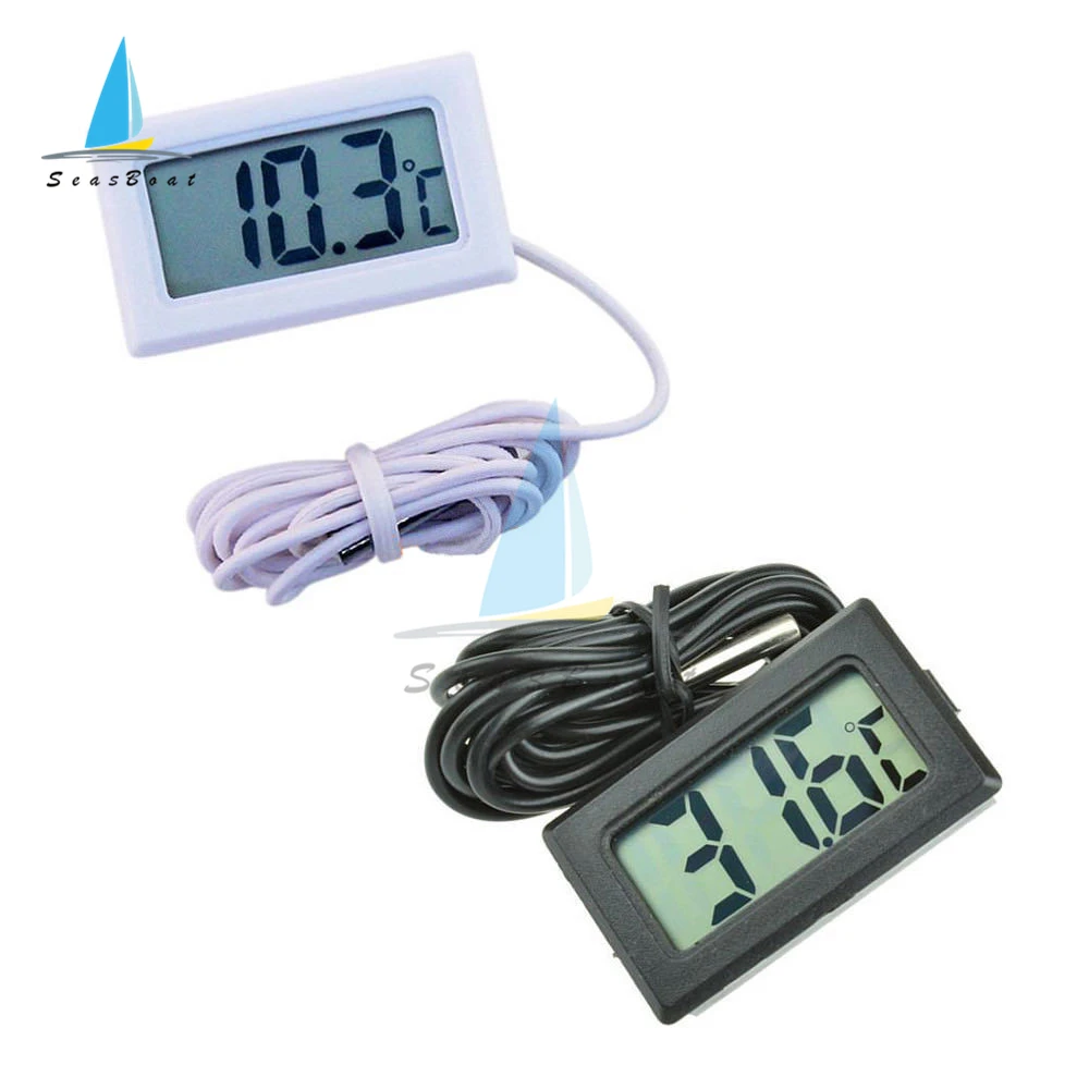 FY-10 Mini LCD Digital Thermometer Aquarium Water Bath Temperature Tester Detector Monitor Embedded Temperature Sensor Probe 1M