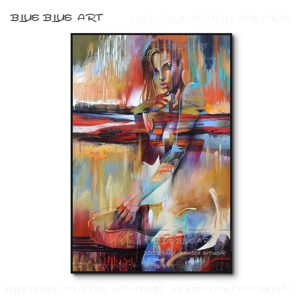 

Top Artist Hand-painted High Quality Abstract Lady Portrait Oil Painting on Canvas Luxury Wall Artwork Woman Figure Oil Painting