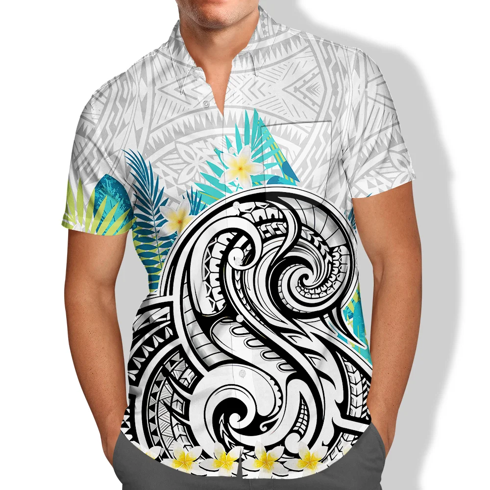 Pocket Tribal Clothes Polynesian Islanders Gradient High Quality Polyester Stretch Viking Autumn Wear Retro Shirt