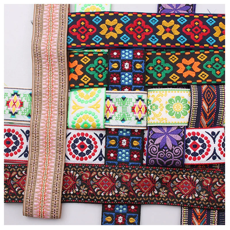 Jacquard Polyester Webbing For Luggage Clothing Accessories 4/5cm Width Ethnic Style Welt Decorative Webbing 40 Yards