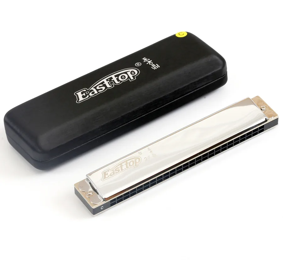 EASTTOP T2406 24holes professional tremolo harmonica with key of C with brass covers