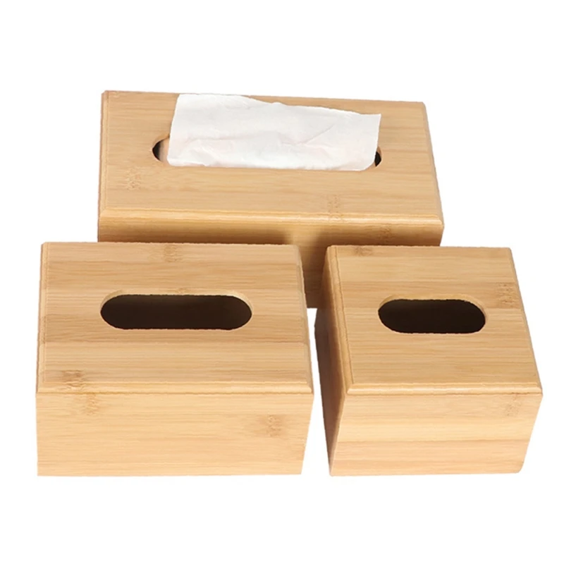 Bamboo Tissue Box Holder Storage Paper Box Tissue Box Cover Car Wood Napkins Holder Case Organizer Home Decoration