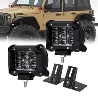Luz LED de trabajo de 4 pulgadas, lámpara indicadora de conducción todoterreno de 12V 24V + soporte de montaje de pilar A para Jeep Wrangler JK 2007-2017