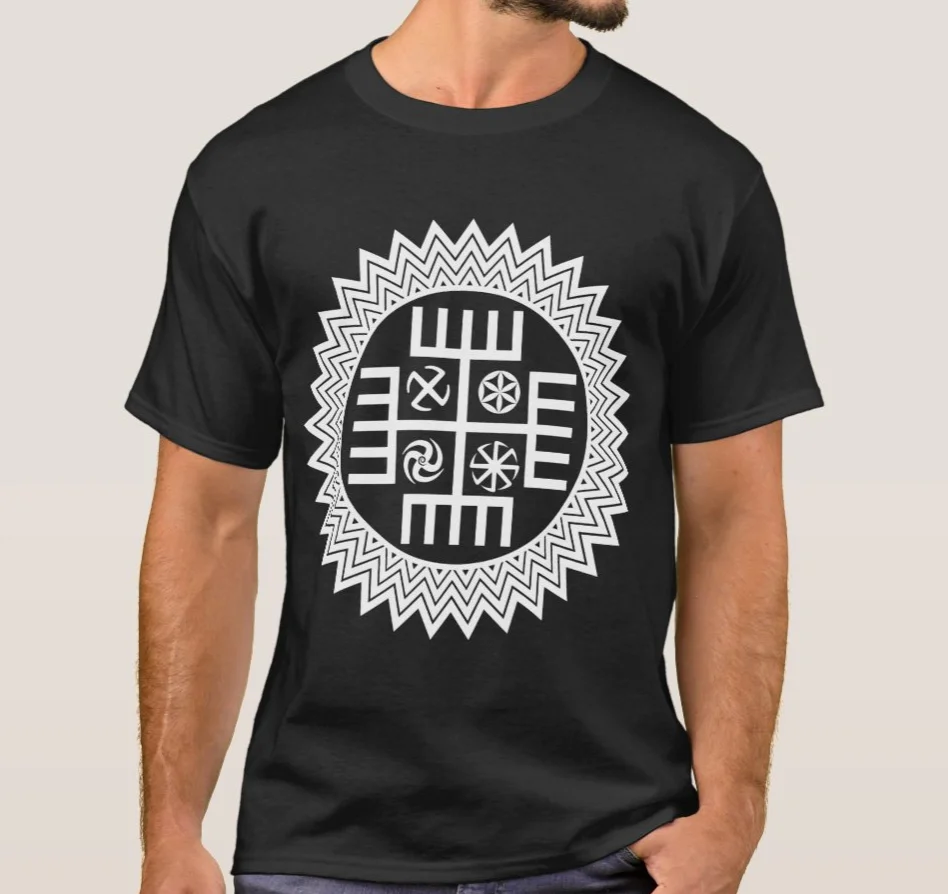 Represents The Hands of God Slavic Sun Symbol Printed T-Shirt. Summer Cotton Short Sleeve O-Neck Mens T Shirt New S-3XL