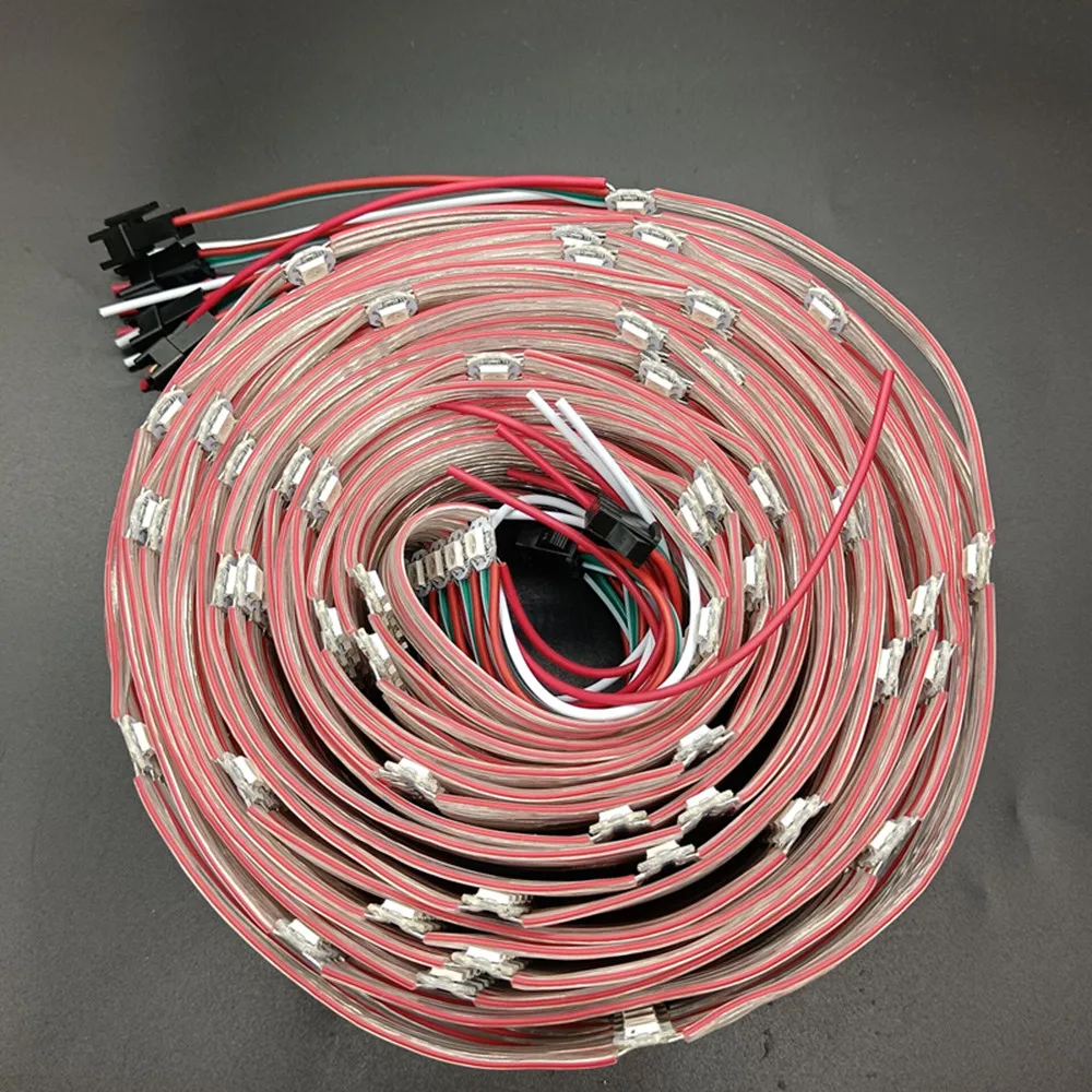 WS2812B Pre-Soldered LED Module RGBIC String 12cm Wire 50 Pixels LEDs Per String Lndividually Addressable 5050 Nodes IP30 DC5V
