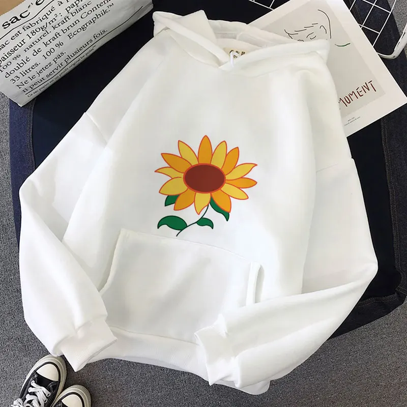 Wonder Egg Priority Kawaii Hoodie Aesthetic Sun Flower Pocket Same Paragraph Casual Loose Sweatshirts Anime Cartoon Cute Hoodies