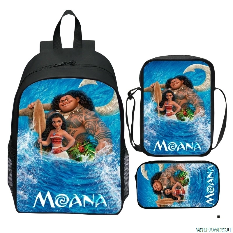 Princess Moana 3PCs/Set 3D Print Pattern School Bag for Boys Girls Teenager Girls Backpacks Children Students Travel Backpack