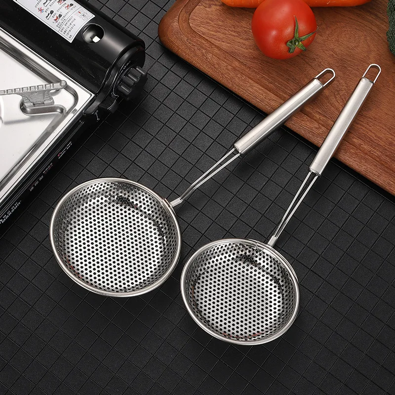 Stainless Steel Colander Skimmer Strainer Drain Oil Filter Frying Scoop Long Handle Kitchen Noodles Sieves Tableware Accessories