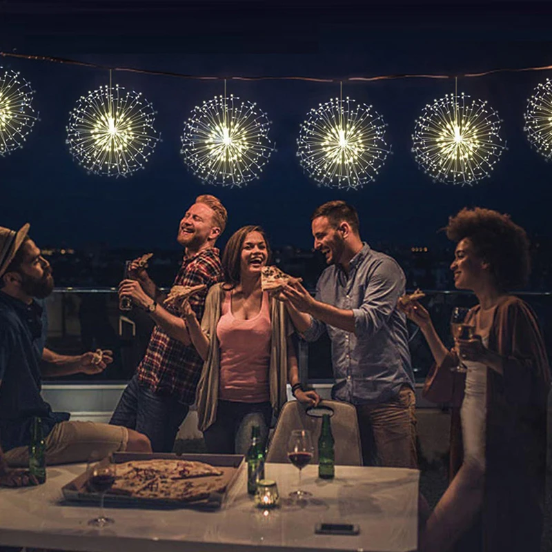 198 LED Firework String Lights Decoration Lamp Remote Control String Light Copper Silver Wire Fairy Light Christmas Decor