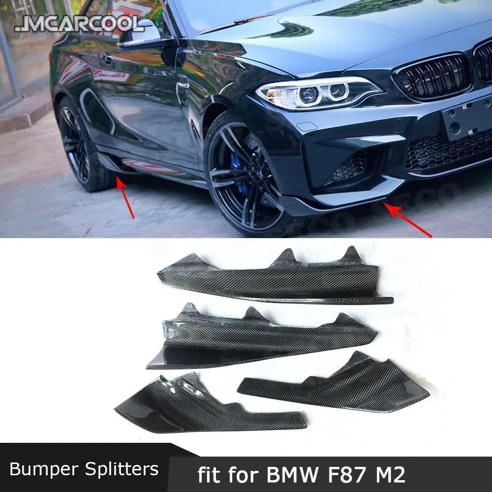 

For BMW F87 M2 2 Series Base Coupe 2 Door 2016 -2018 Carbon Fiber Front Lip Splitters Side Skirts Aprons Flaps Mudguard Fender