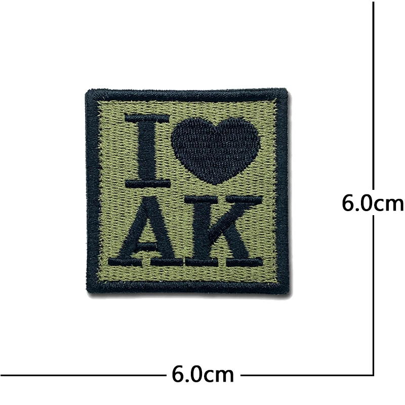 I love AK innovation Patches high quality Embroidered Creativity Badge Hook Loop Armband 3D Stick on Jacket Backpack Stickers