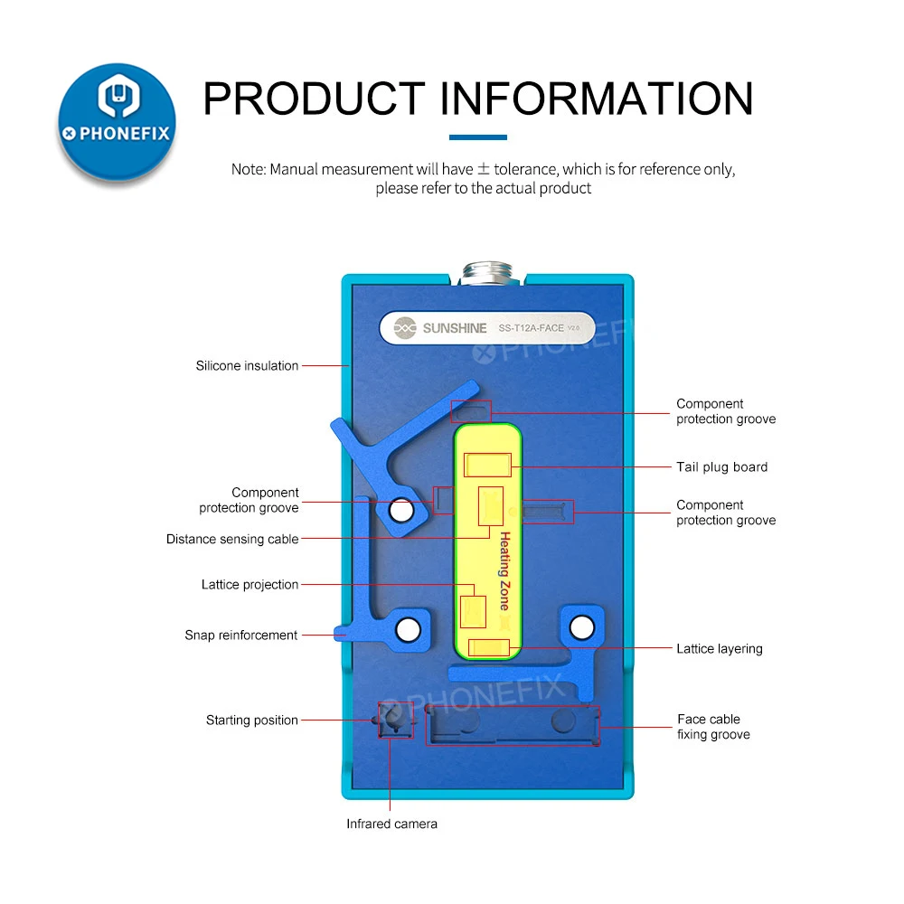 T12A Face ID stazione di riscaldamento + FACE ID V2.0 scanalatura di riscaldamento per iPhone cavo distanza sensore dissaldatura riparazione preriscaldatore scheda madre