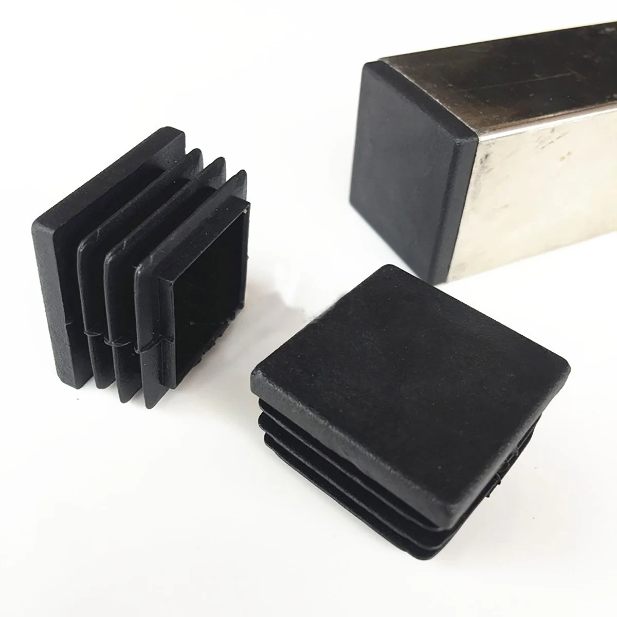 10/20Pcs PE Plastic Blanking End Black Square Rectangle Steel Tube Insert Plug Bung Furniture Chair Table Leg Protector 15-100mm