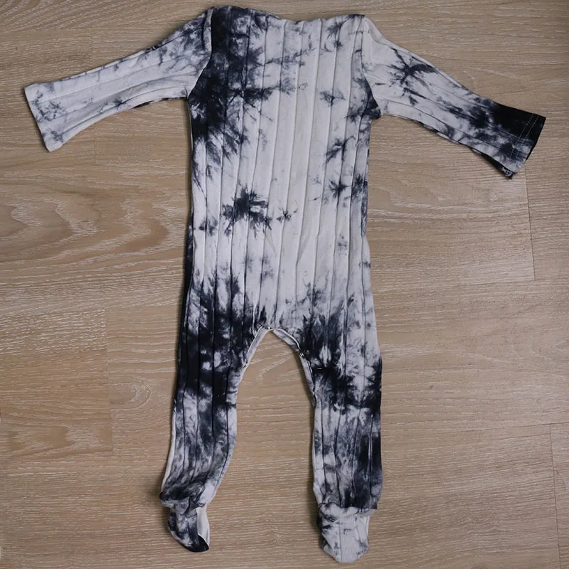 Black Tie Dye Baby Girls Boys Cotton Ribbed Ropmers Toddler Kids Clothes Soft Footies bodysuit Dropshipping printing Ropa bebe