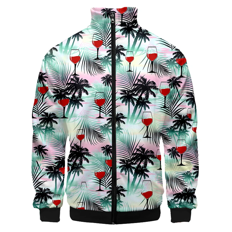 

Hip Hop Varsity Jacket Mens FurryLeisure Red Wine Coconut Tree College Jackets Womens Harajuku Fashion Baseball Coats New Ins