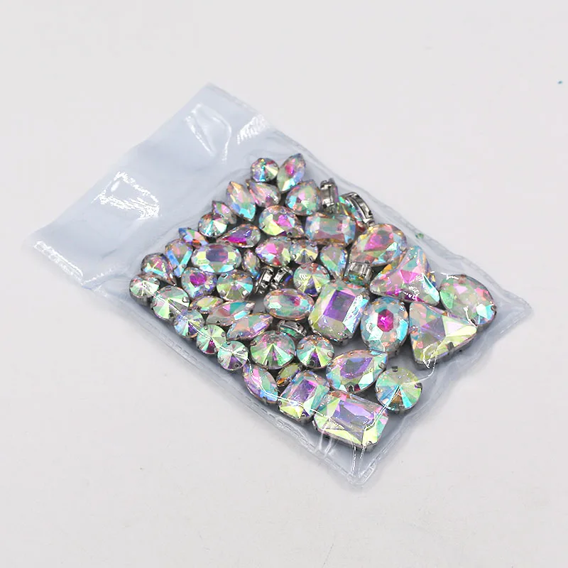 NEW Clothing accessories mixed shape crystal AB sew on claw glass rhinestones for wedding decoration/dress