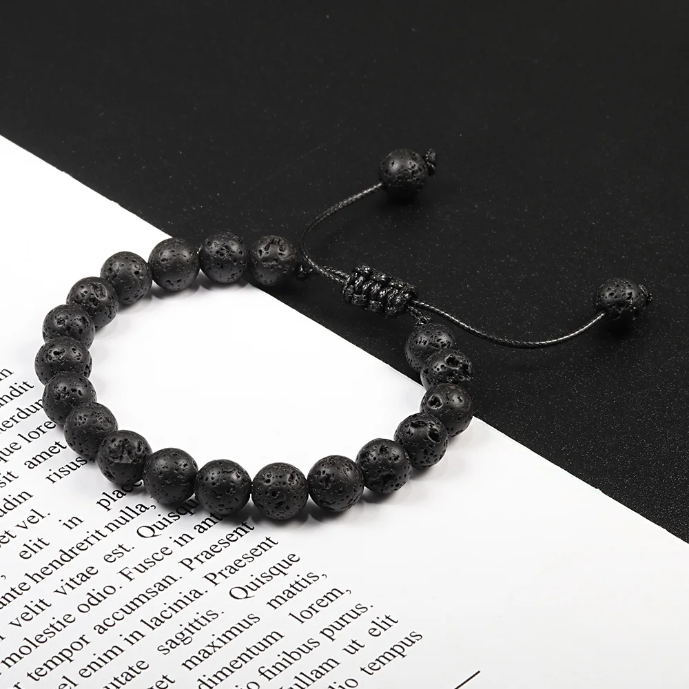 8mm Trendy Natural Tiger Eye Lava Stone Beads Bracelet For Women Men Adjustable Bracelets Yoga Healing Counple Jewelry New Gifts