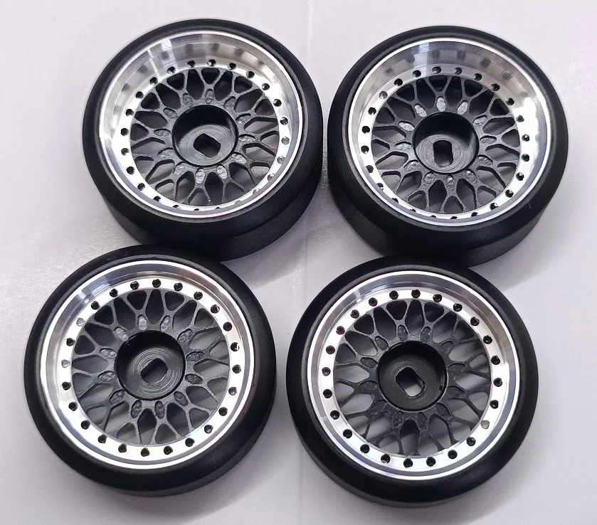 4pcs/lot RC Mosquito Car Wheels for HGD1 MINI-Q MINI-D MINI-ZDRZ Weili BBS Metal Wheel with Drift Tire Black