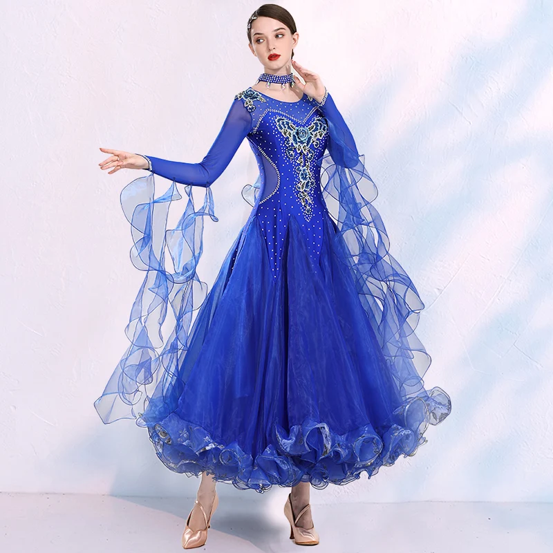 Novo vestido moderno de dança de baile valsa, vestido para competição de dança de salão padrão mq8211