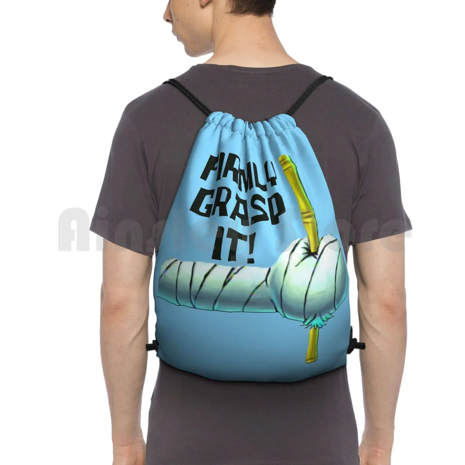 Firmly Grasp It! Backpack Drawstring Bag Riding Climbing Gym Squidward Mr Krabs Plankton Sandy Cartoons Animation