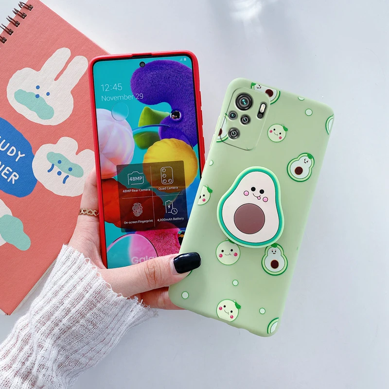 3D Silicone Cartoon Phone Holder Case For Xiaomi Redmi Note 10 Redmi Note 10 11 Pro Note 9 Pro Note 8T 7 Pro Redmi 9 9C 9A Cover