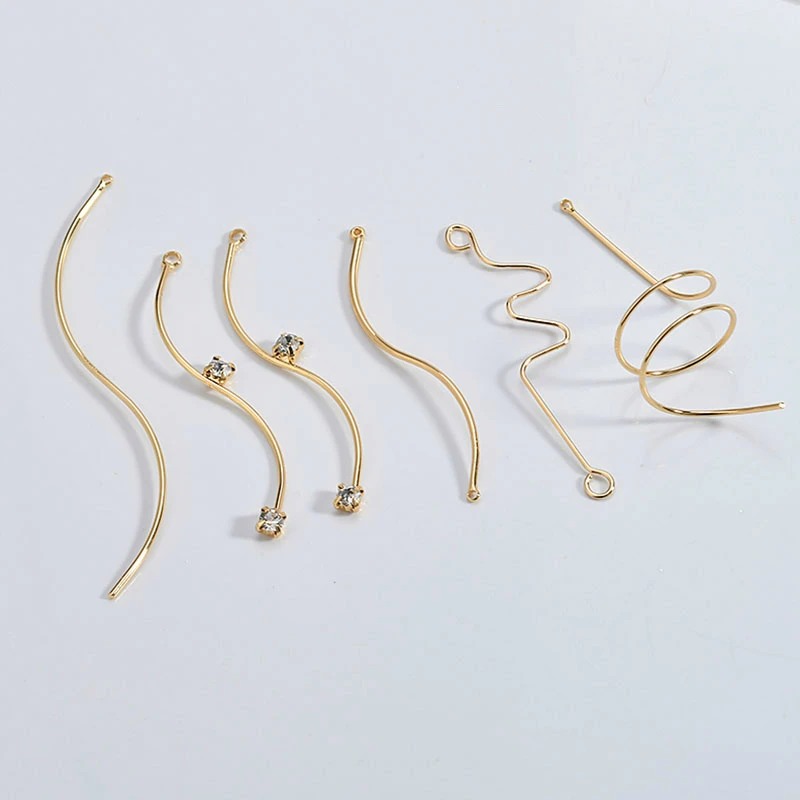 

Gold plated color retention curve, diamond belt hanger, round circling individual geometric earring accessories DIY Handmade