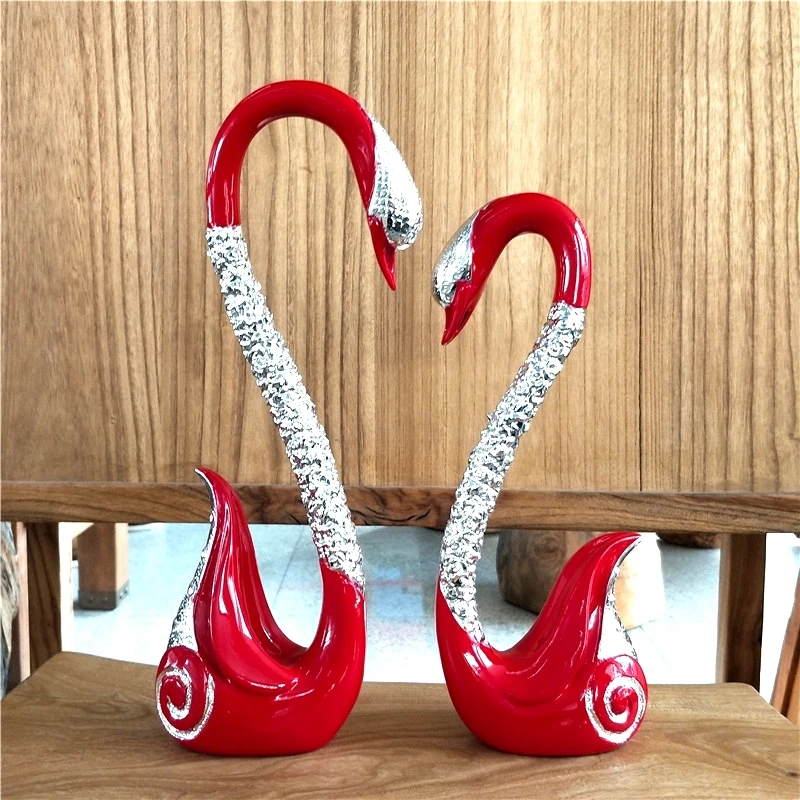 

Electroplated Couple Swan Statue Resin Swan Lovers Sculpture Ornament Decoration Wedding Present for Valentine's Day Craftworks