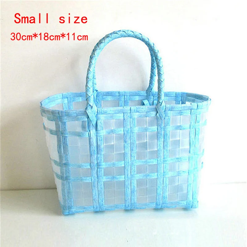 Handmade Transparent Women\'s Handbag Plastic Woven Summer Beach Bag Female Tote Bags Bohemia Large Small Ladies Shopping Basket