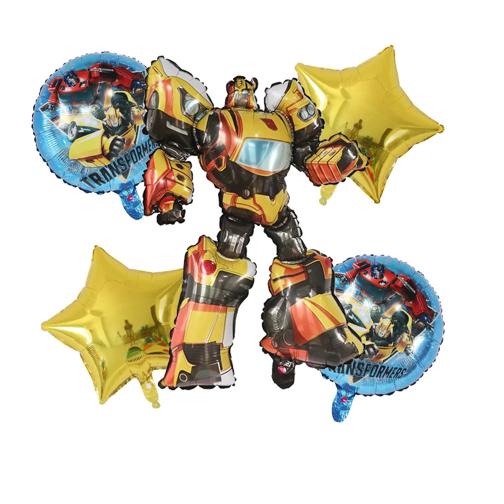 Transform Foil Balloons Black Red Yellow Bee Latex Ballons Robot Car Party Happy Birthday Banner Decoration Boys Kids Cars Toy