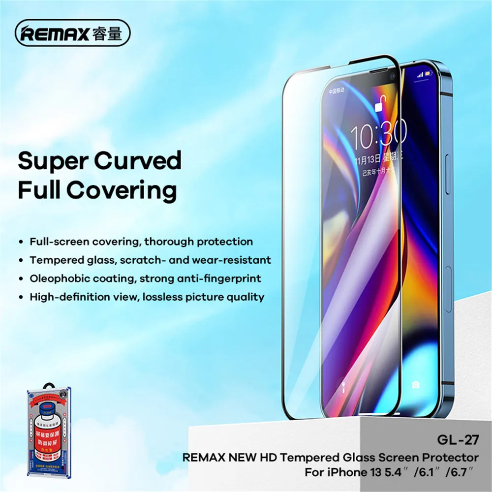 Remax HD Tempered Glass Screen Protector For iPhone 18Pro 18ProMax For iPhone 17 17Pro 17ProMax For iPhone 16/15/14/13 Series