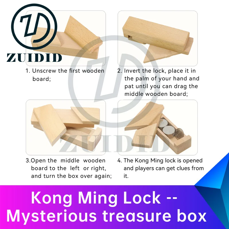 ZUIDID escape room Kong Ming Lock -- Mysterious treasure box figure out the method to open it to get the clues