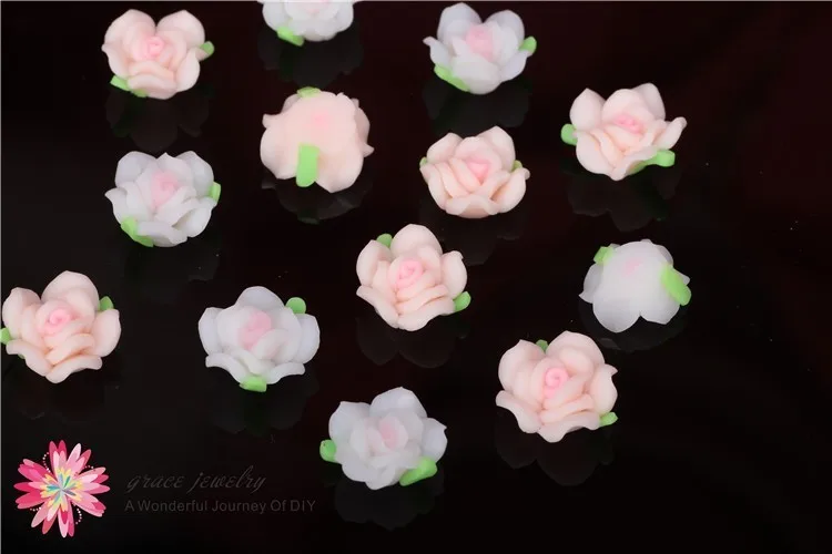 50 teile/los 15mm Bunte Nette Polymerclay Flatback Rose Blume Perlen Gemischt Für Diy Handwerk Schmuck Zeug Dekoration Zubehör – Detail 15