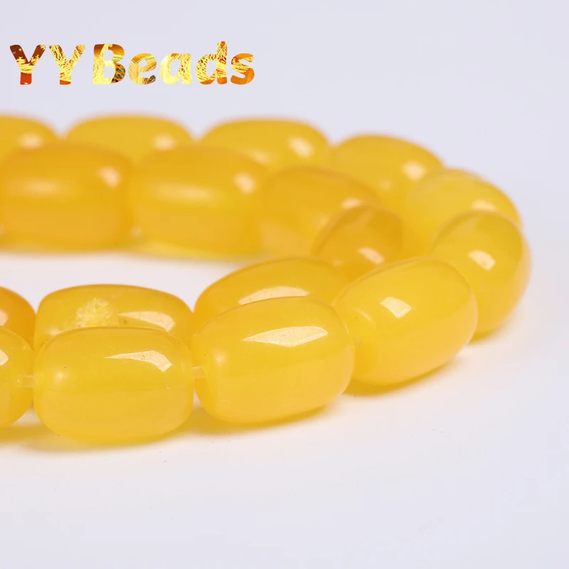 Natural Yellow Agates Drum Barrel Shape Beads Loose Spacer Charm Beads For Jewelry Making Bracelets Accessories 10x14mm 13x18mm