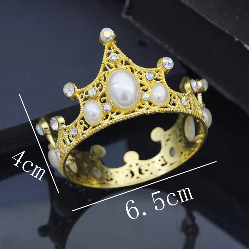 Wholesale Small Metal Crown for Women Birthday Prom Tiaras Pearls Hair Jewelry Cake Topper Ornaments Head Accessories
