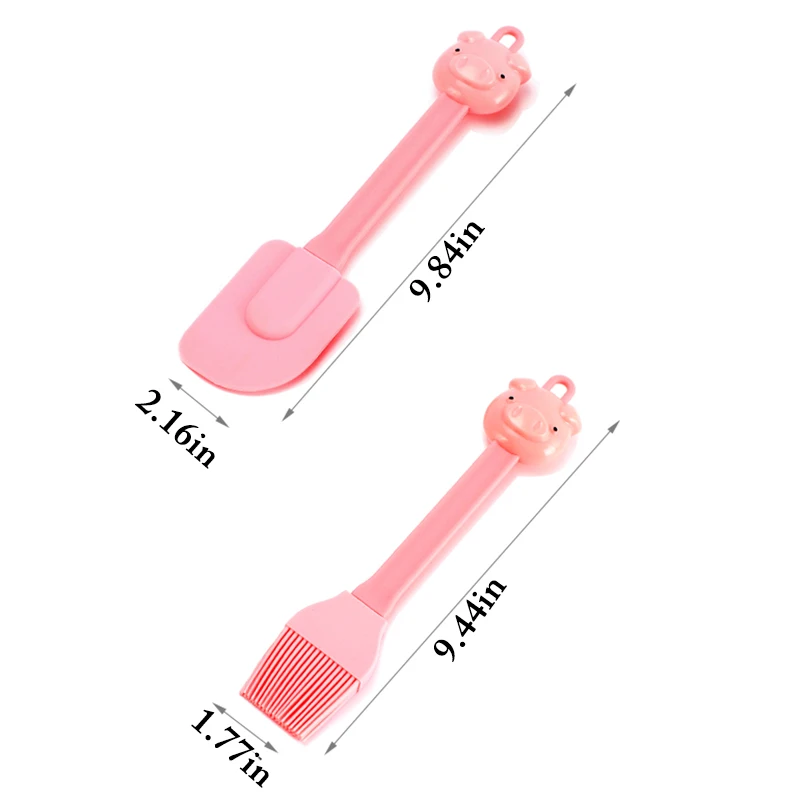 1pc Silicone Oil Brush Cartoon Pig Basting Brush Flexible Baking Tool Hanging Design Pastry Spatula Premium Kitchen Accessories