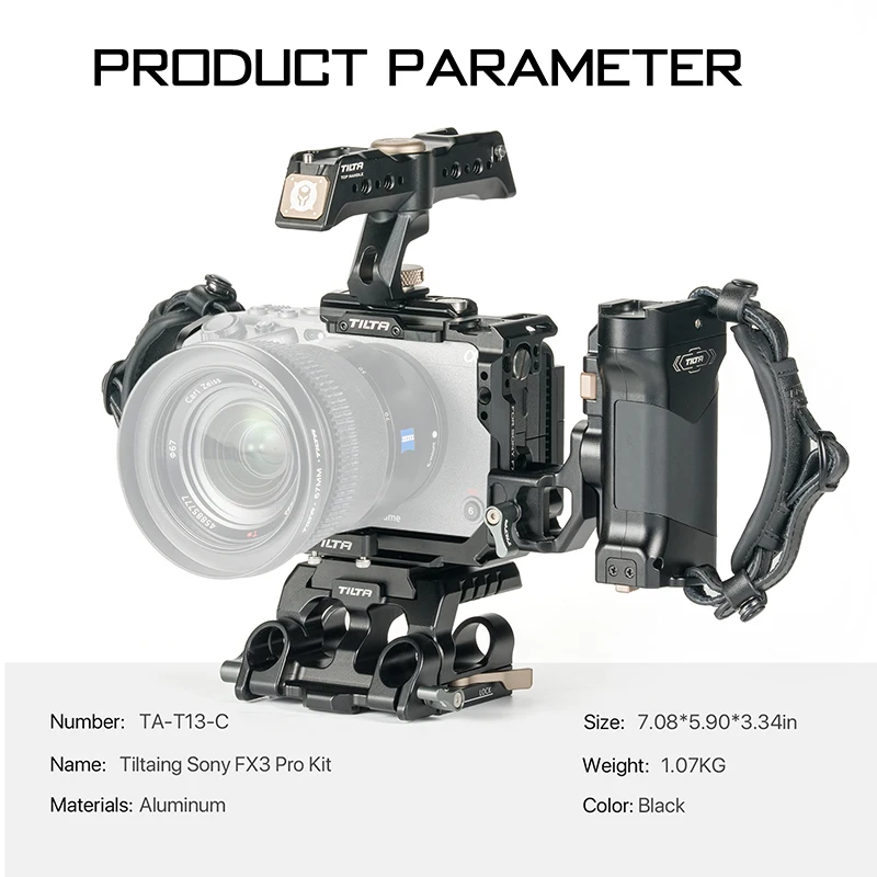 TILTA TA-T13-C Cinema Camera cage Pro Kit compatible with Sony FX3 FX30 with Top Handle Base Plate