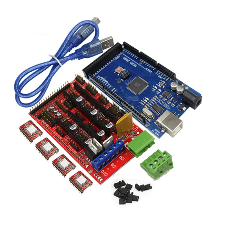 Kit di controllo stampante 3D RAMPS 1.4 Pannello di controllo stampante 3D + Driver passo-passo A4988 + Scheda di sviluppo Mega2560 R3 per Robot RC fai da te