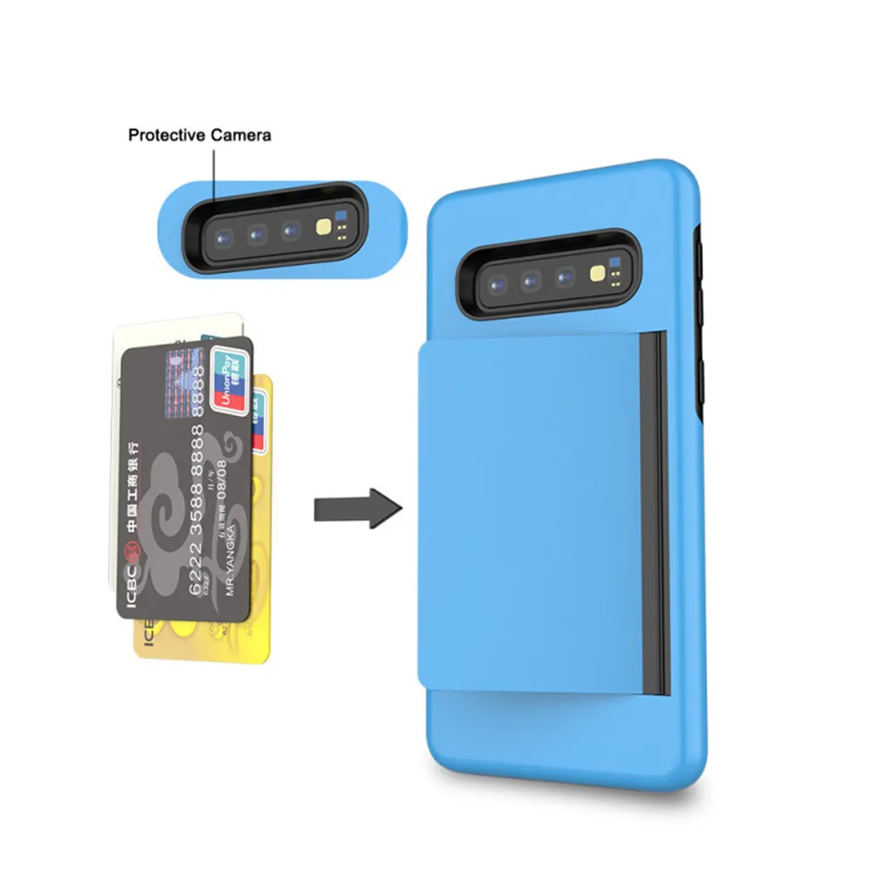 For Samsung Galaxy S10 5G S10Plus S10E A20 A30 A50 Candy Color Business Card Slots Holder Cover For Samsung S10+ Fundas Capa