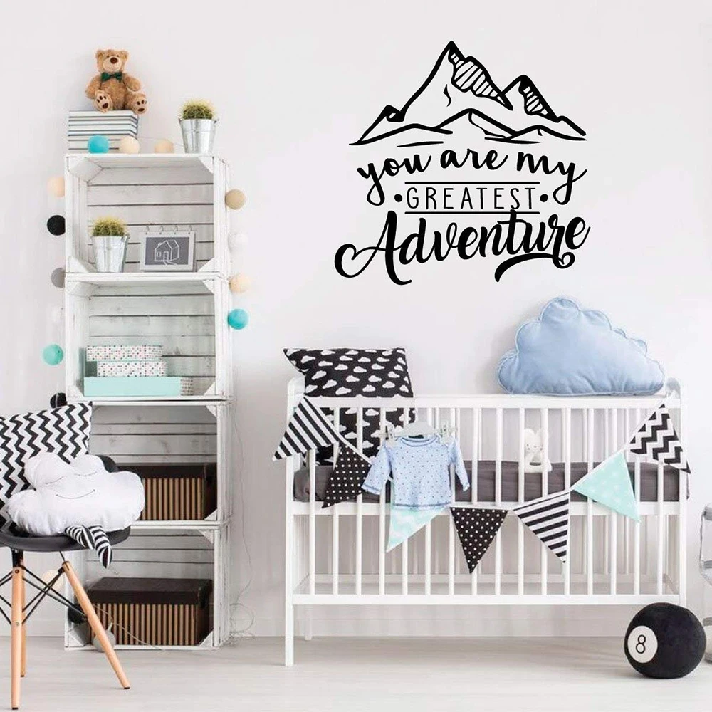 Nursery Vinyl Wall Decals Quotes You Are My Greatest Adventure with Mountain Wall Sticker for Bedroom Decorations Design X064