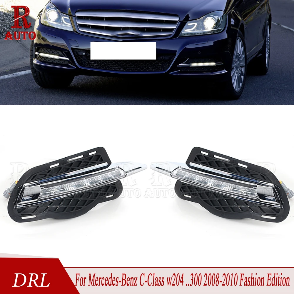 

R-AUTO For Mercedes-Benz C-Class w204 180 200 250 260 300 2008-2010 Fashion Edition LED Daytime Running Light DRL Fog Lamp Cover