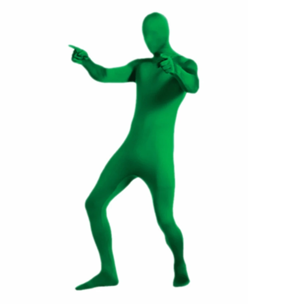 Tuta Zentai per tutto il corpo per adulti tuta attillata da uomo in Spandex di seconda pelle Costume Cosplay per feste di Halloween Body nero verde Unitard