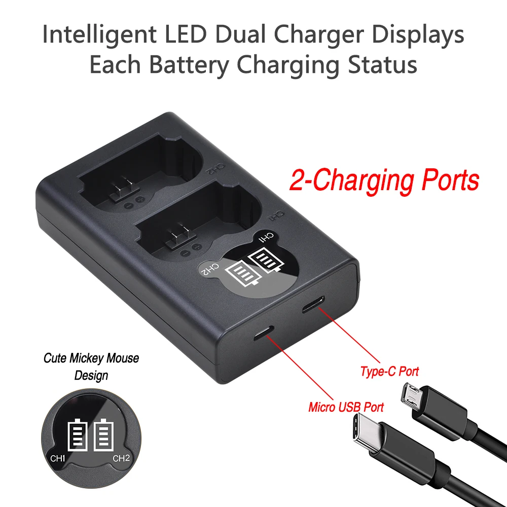 LCD USB NP-W235 NP W235 Battery Charger with Type C Port for Fujifilm X-T5, X-T4, GFX 100S, X-H2S, GFX 50S II, VG-XT